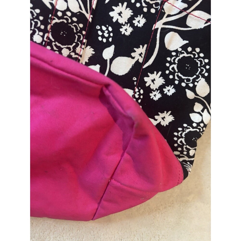 Thirty-One Large Black White Pink Canvas Floral Swirls Monogram N Purse Tote Bag - Picture 13 of 13